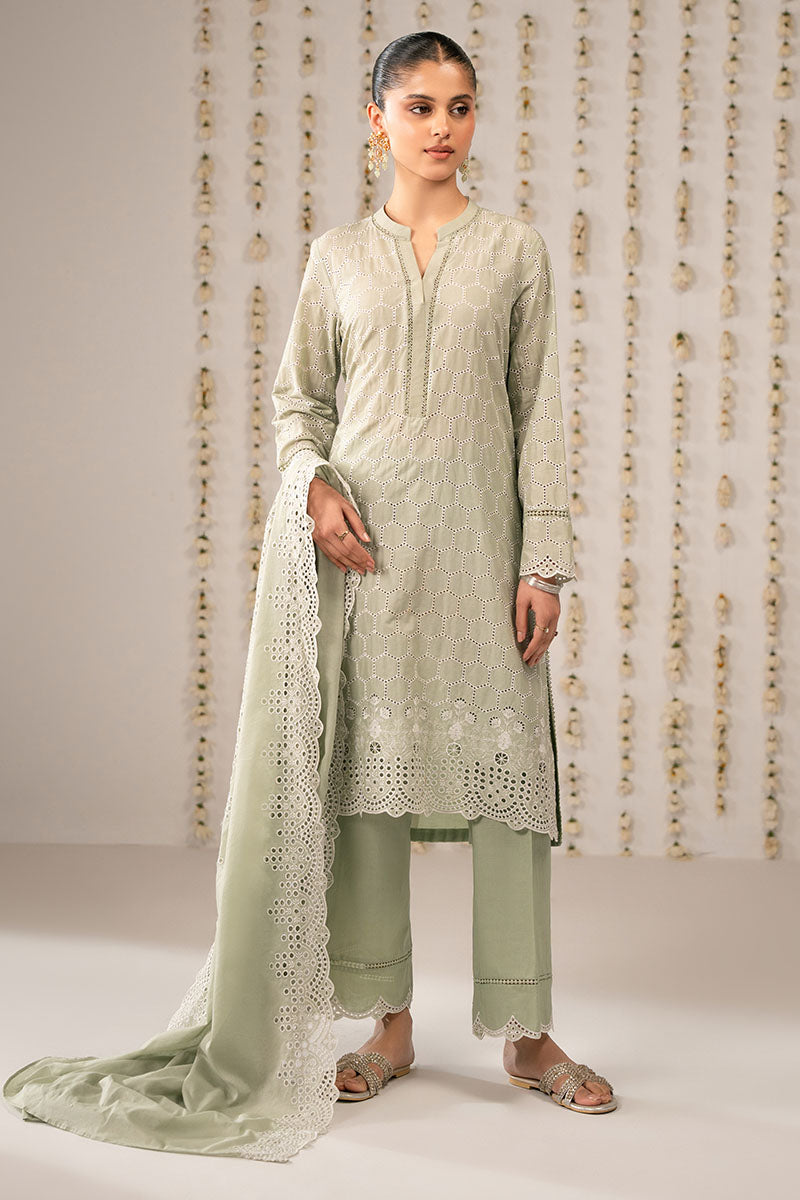 Cross Stitch | Exclusive Pret | Lush Green-3PC (Shirt,Trouser & Dupatta)-1