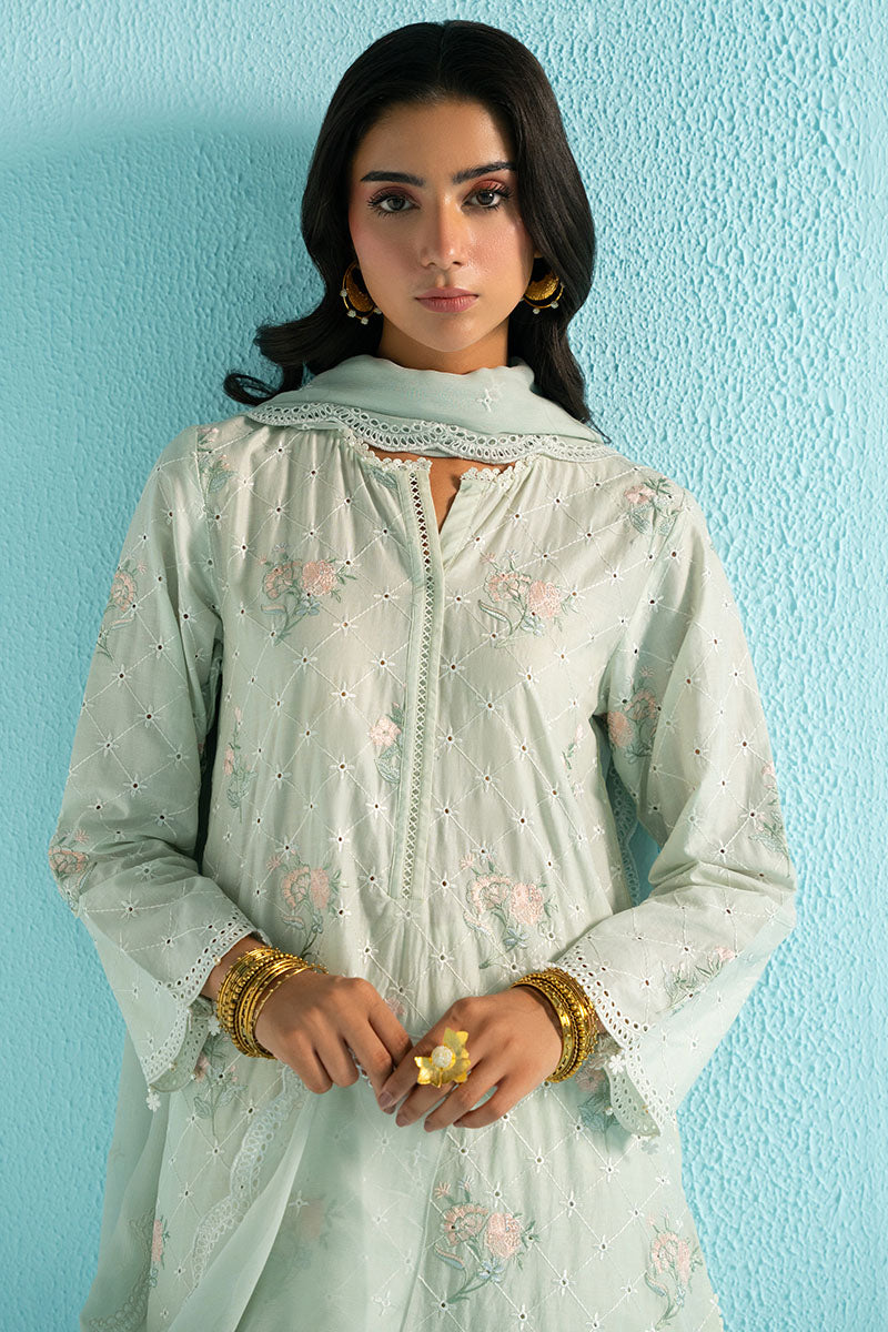 Cross Stitch | Exclusive Pret | Mint Flora-3PC (Shirt, Trouser & Dupatta), image 2