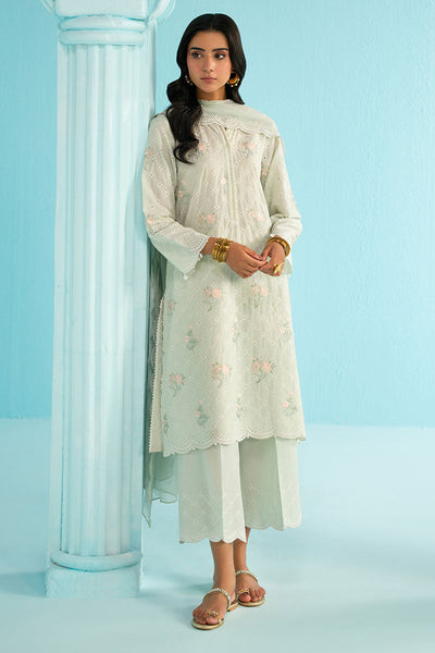 Cross Stitch | Exclusive Pret | Mint Flora-3PC (Shirt, Trouser & Dupatta)