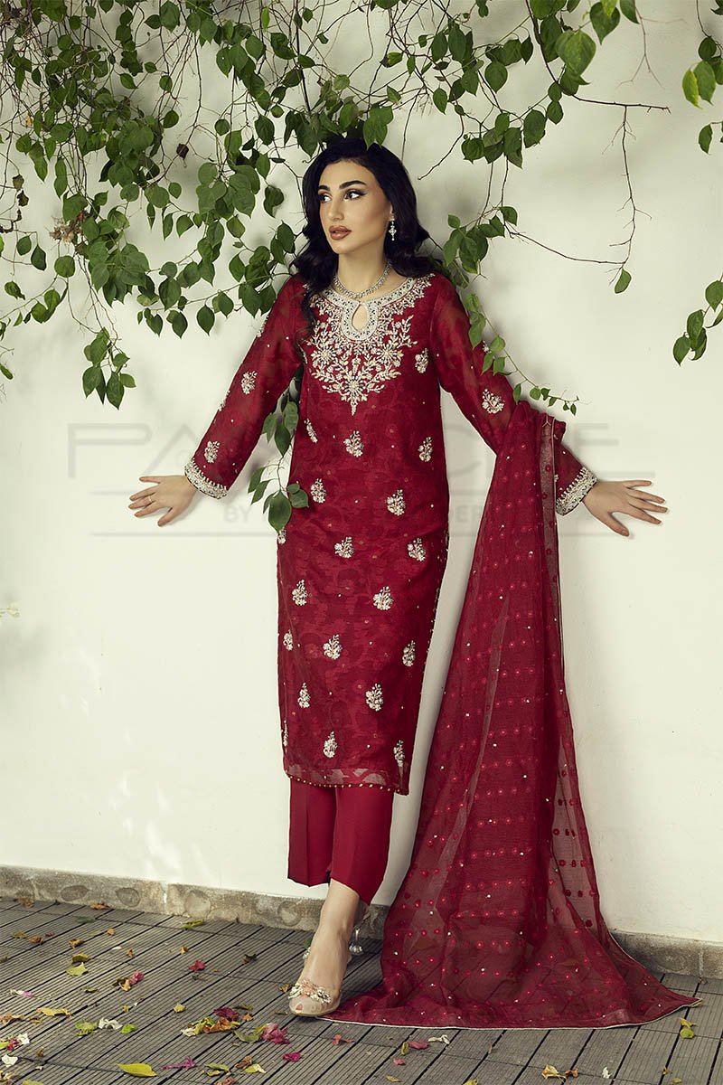 Panache | Pret | Ruby Radiance -  Panache By Mona clothing - Original Designer Dress - House of Maryam