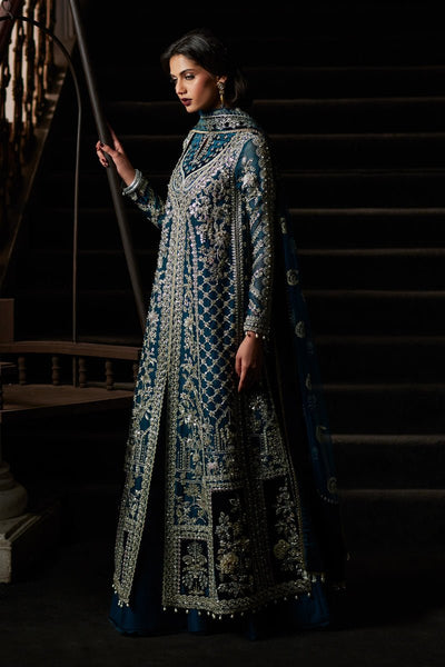 Saad Bin Shahzad | El Veneto Luxury Formals | ALIRA-Brand:Saad Bin Shahzad-Type:Ladies Clothes-Dark Teal Green-Velvet-House of Maryam- Buy in UK, USA