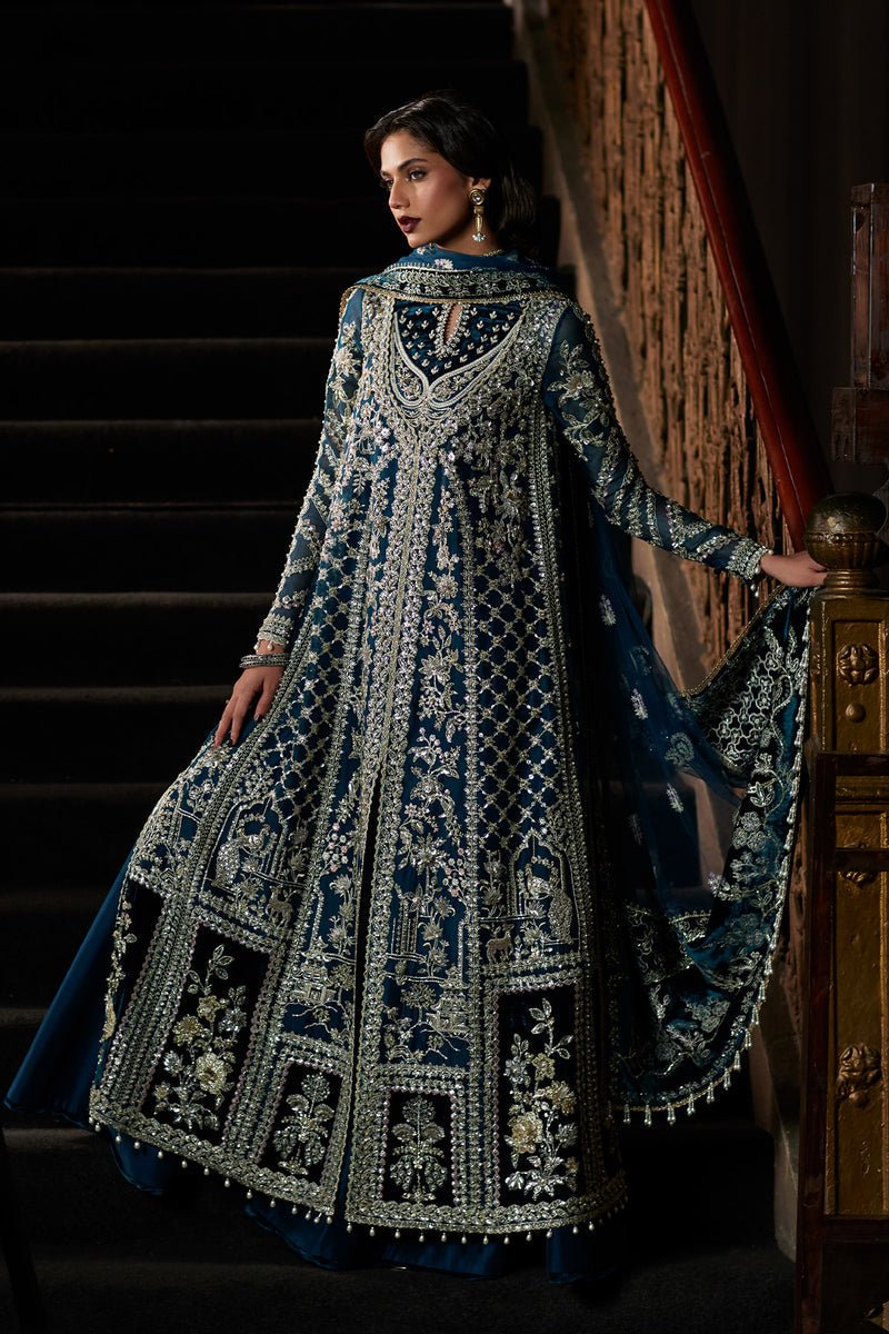 Saad Bin Shahzad | El Veneto Luxury Formals | ALIRA-Brand:Saad Bin Shahzad-Type:Ladies Clothes-Dark Teal Green-Velvet-House of Maryam- Buy in UK, USA