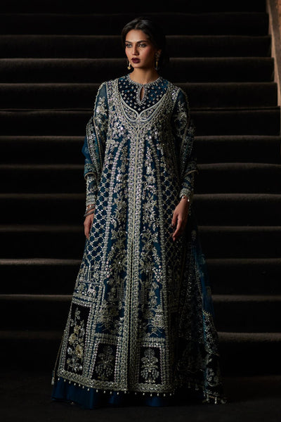 Saad Bin Shahzad | El Veneto Luxury Formals | ALIRA-Brand:Saad Bin Shahzad-Type:Ladies Clothes-Dark Teal Green-Velvet-House of Maryam- Buy in UK, USA