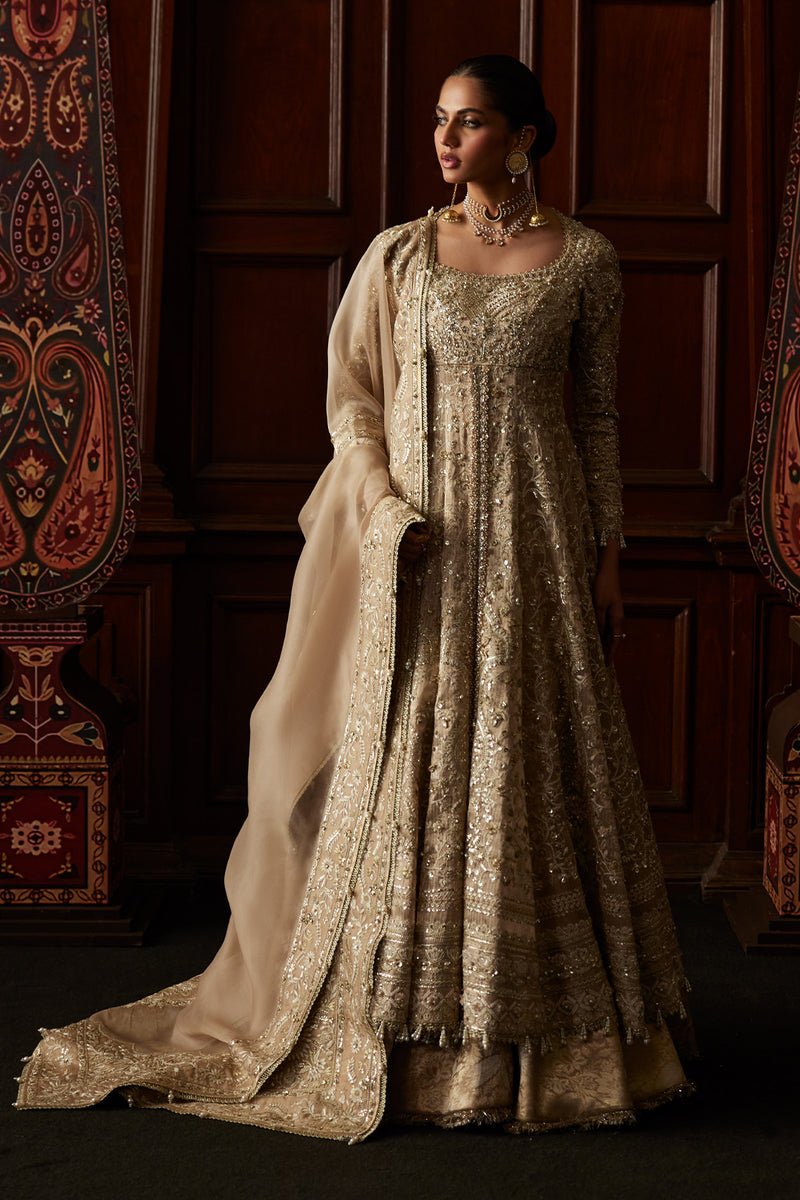 Saad Bin Shahzad | El Veneto Luxury Formals | SIRA-Brand:Saad Bin Shahzad-Type:Ladies Clothes-Silver Gold-Tissue-House of Maryam- Buy in UK, USA