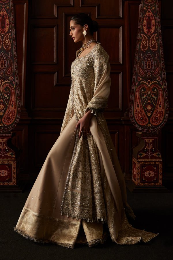 Saad Bin Shahzad | El Veneto Luxury Formals | SIRA-Brand:Saad Bin Shahzad-Type:Ladies Clothes-Silver Gold-Tissue-House of Maryam- Buy in UK, USA