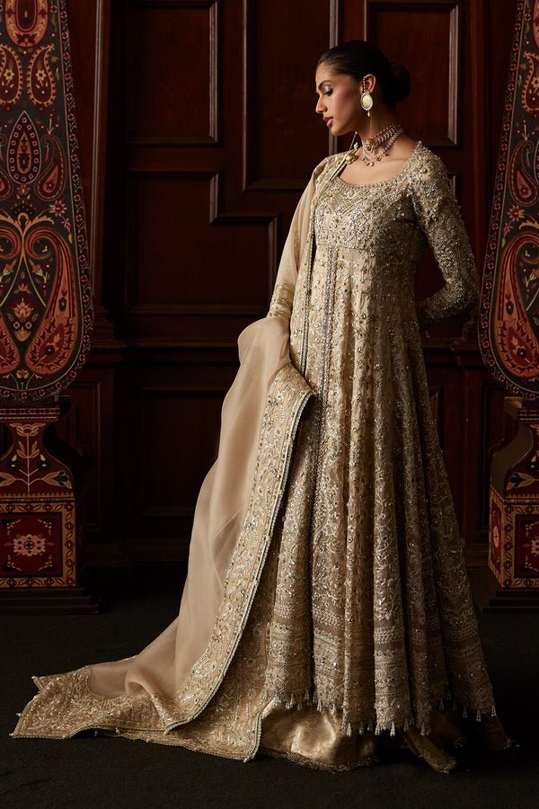 Saad Bin Shahzad | El Veneto Luxury Formals | SIRA-Brand:Saad Bin Shahzad-Type:Ladies Clothes-Silver Gold-Tissue-House of Maryam- Buy in UK, USA