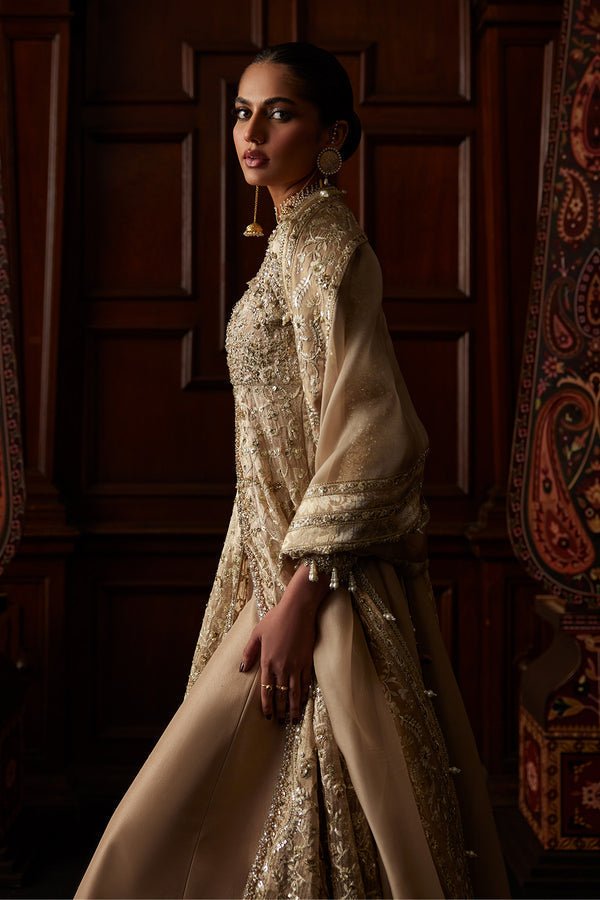 Saad Bin Shahzad | El Veneto Luxury Formals | SIRA-Brand:Saad Bin Shahzad-Type:Ladies Clothes-Silver Gold-Tissue-House of Maryam- Buy in UK, USA