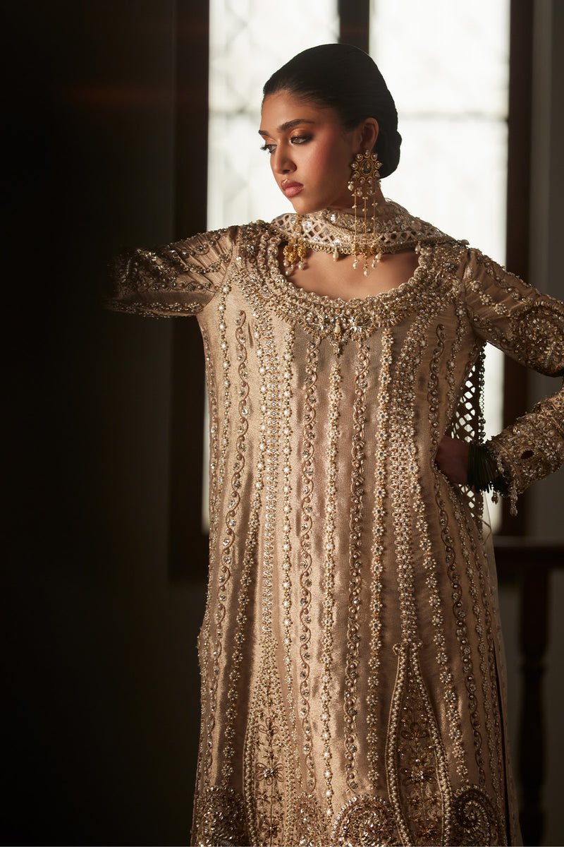 Saad Bin Shahzad | El Veneto Luxury Formals | ZELY-Brand:Saad Bin Shahzad-Type:Ladies Clothes-Silver Gold-Tissue-House of Maryam- Buy in UK, USA