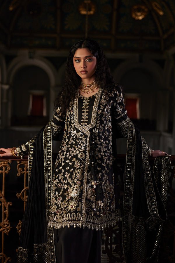 Saad Bin Shahzad | El Veneto Luxury Formals | ZIVRA-Brand:Saad Bin Shahzad-Type:Ladies Clothes-Black-Zardozi-House of Maryam- Buy in UK, USA
