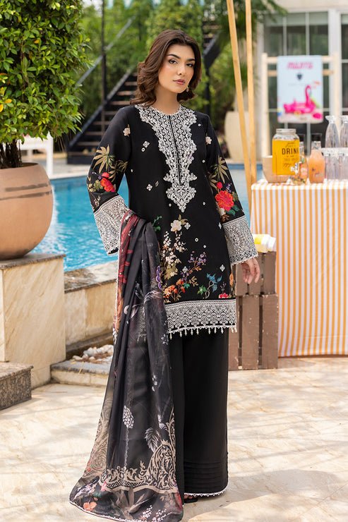 Saad Shaikh | Lawn 25 | Black - Zestel-Brand:Saad Shaikh-Type:Ladies Clothes-Black-Lawn-House of Maryam- Buy in UK, USA