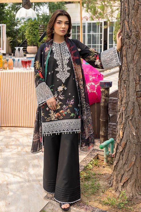Saad Shaikh | Lawn 25 | Black - Zestel-Brand:Saad Shaikh-Type:Ladies Clothes-Black-Lawn-House of Maryam- Buy in UK, USA