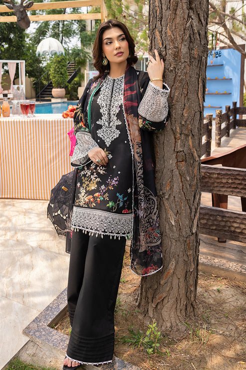 Saad Shaikh | Lawn 25 | Black - Zestel-Brand:Saad Shaikh-Type:Ladies Clothes-Black-Lawn-House of Maryam- Buy in UK, USA