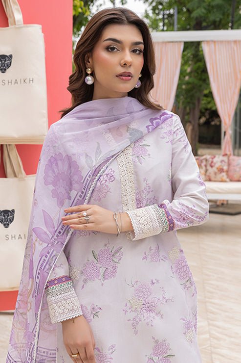 Saad Shaikh | Lawn 25 | Lilac Haze-Brand:Saad Shaikh-Type:Ladies Clothes-Soft Lilac-Lawn-House of Maryam- Buy in UK, USA
