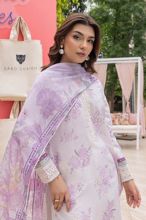 Saad Shaikh | Lawn 25 | Lilac Haze-Brand:Saad Shaikh-Type:Ladies Clothes-Soft Lilac-Lawn-House of Maryam- Buy in UK, USA