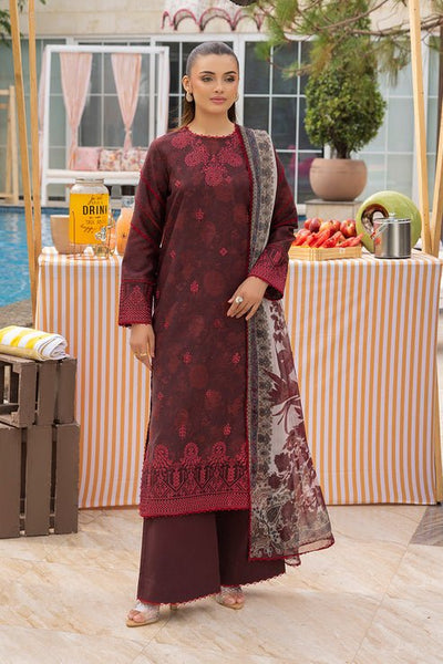 Saad Shaikh | Lawn 25 | Mehroon - Twilight Flora-Brand:Saad Shaikh-Type:Ladies Clothes-Dark Maroon-Lawn-House of Maryam- Buy in UK, USA