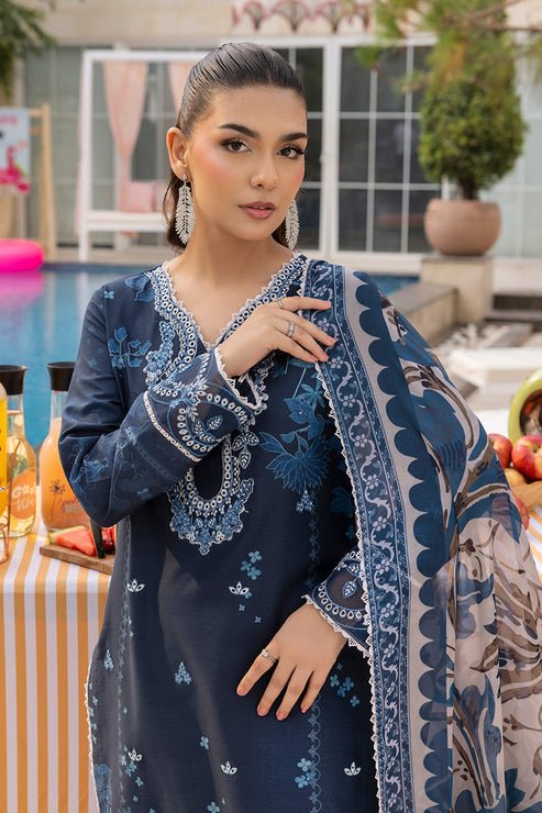 Saad Shaikh | Lawn 25 | Navy Blue - Blue Mirage-Brand:Saad Shaikh-Type:Ladies Clothes-Navy Blue-Lawn-House of Maryam- Buy in UK, USA