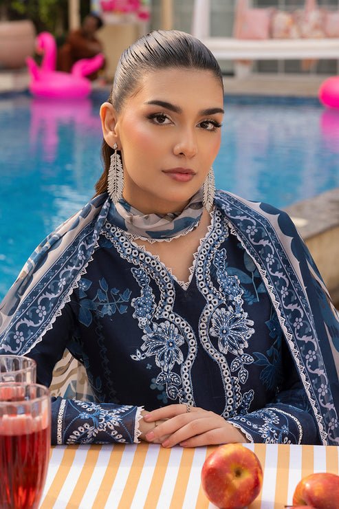 Saad Shaikh | Lawn 25 | Navy Blue - Blue Mirage-Brand:Saad Shaikh-Type:Ladies Clothes-Navy Blue-Lawn-House of Maryam- Buy in UK, USA