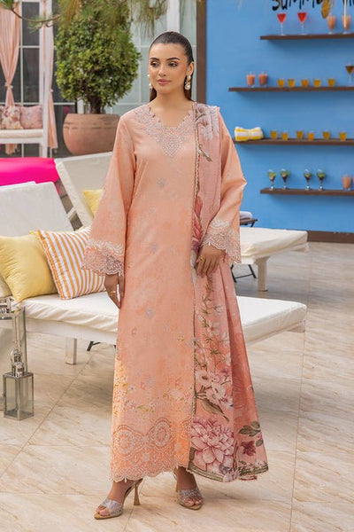 Saad Shaikh | Lawn 25 | Peach - Flayme-Brand:Saad Shaikh-Type:Ladies Clothes-Peach Pink-Lawn-House of Maryam- Buy in UK, USA