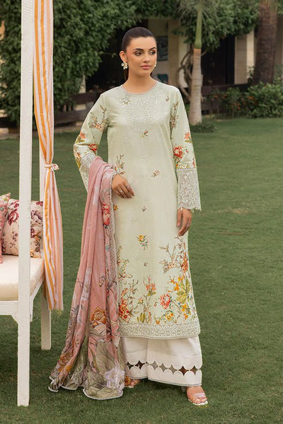 Saad Shaikh | Lawn 25 | Pista - Floral Mirage-Brand:Saad Shaikh-Type:Ladies Clothes-Green White-Lawn-House of Maryam- Buy in UK, USA