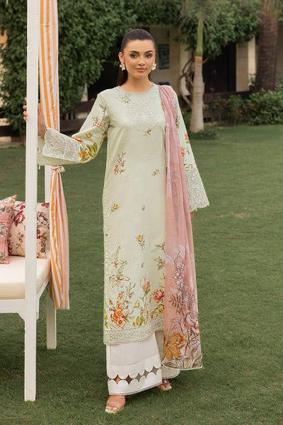Saad Shaikh | Lawn 25 | Pista - Floral Mirage-Brand:Saad Shaikh-Type:Ladies Clothes-Green White-Lawn-House of Maryam- Buy in UK, USA