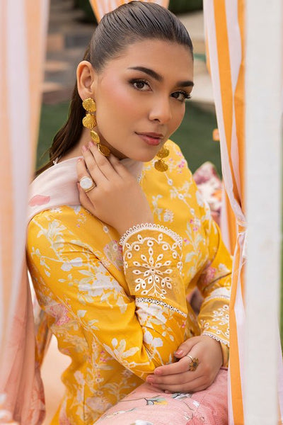 Saad Shaikh | Lawn 25 | Yellow - Amber Bloom-Brand:Saad Shaikh-Type:Ladies Clothes-Mustard Yellow-Lawn-House of Maryam- Buy in UK, USA