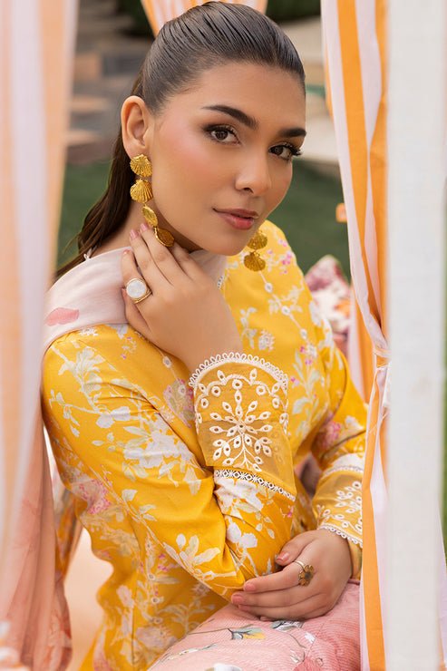 Saad Shaikh | Lawn 25 | Yellow - Amber Bloom-Brand:Saad Shaikh-Type:Ladies Clothes-Mustard Yellow-Lawn-House of Maryam- Buy in UK, USA