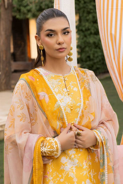 Saad Shaikh | Lawn 25 | Yellow - Amber Bloom-Brand:Saad Shaikh-Type:Ladies Clothes-Mustard Yellow-Lawn-House of Maryam- Buy in UK, USA