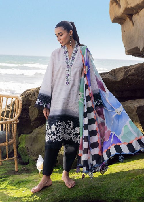 Sadaf Fawad Khan | Siraa Lawn 25 | Kantha Rose-Brand:Sadaf Fawad Khan-Type:Ladies Clothes-White-Lawn-House of Maryam- Buy in UK, USA
