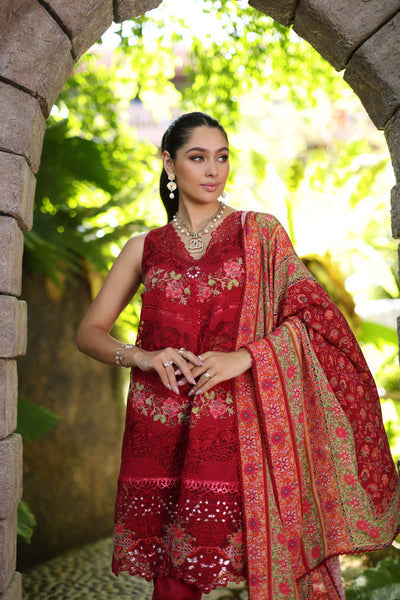 Noor by Saadia Asad | Luxury Chikankari Lawn24 | D12-A Red Chevron -  Noor by Saadia Asad Luxury - Original Designer Dress - House of Maryam