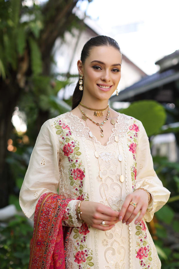 Noor by Saadia Asad | Luxury Chikankari Lawn24 | D12-B Cream Laser -  Noor by Saadia Asad Luxury - Original Designer Dress - House of Maryam