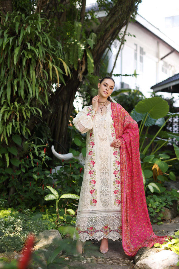 Noor by Saadia Asad | Luxury Chikankari Lawn24 | D12-B Cream Laser -  Noor by Saadia Asad Luxury - Original Designer Dress - House of Maryam