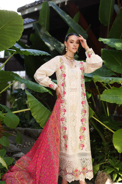 Noor by Saadia Asad | Luxury Chikankari Lawn24 | D12-B Cream Laser -  Noor by Saadia Asad Luxury - Original Designer Dress - House of Maryam