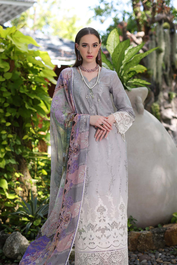 Noor by Saadia Asad | Luxury Chikankari Lawn24 | D1-B Grey Ombre by Designer Noor by Saadia Asad - House of Maryam - Pakistani Designer Ethnic Wear in {{ shop.shopifyCountryName }}