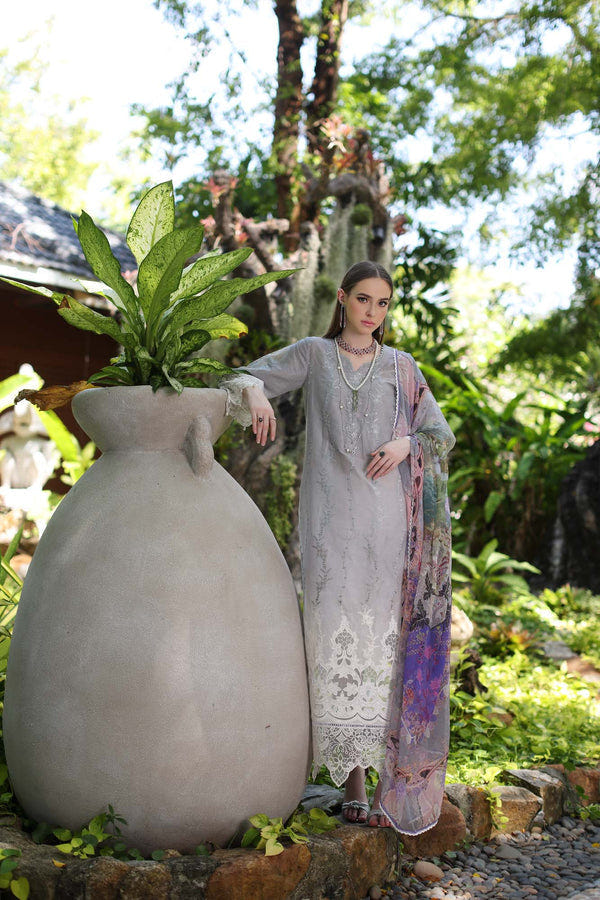 Noor by Saadia Asad | Luxury Chikankari Lawn24 | D1-B Grey Ombre -  Noor by Saadia Asad Luxury - Original Designer Dress - House of Maryam