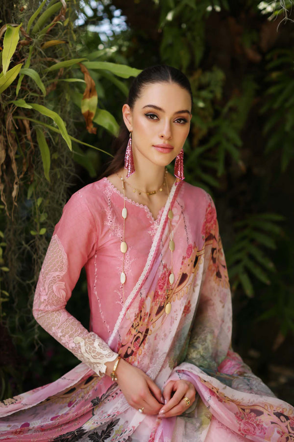 Noor by Saadia Asad | Luxury Chikankari Lawn24 | D1-A Pink Ombre -  Noor by Saadia Asad Luxury - Original Designer Dress - House of Maryam
