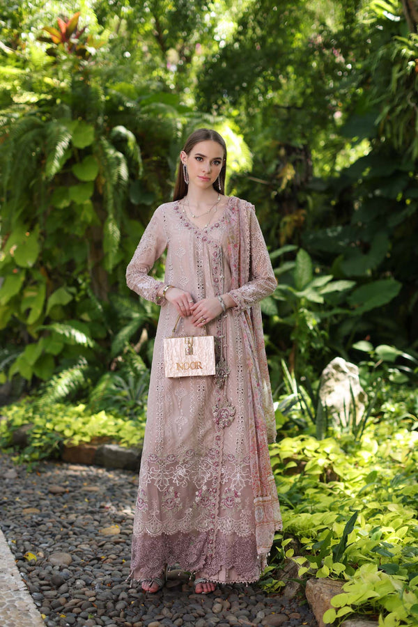 Noor by Saadia Asad | Luxury Chikankari Lawn24 | D3-A Mink Schifli by Designer Noor by Saadia Asad - House of Maryam - Pakistani Designer Ethnic Wear in {{ shop.shopifyCountryName }}