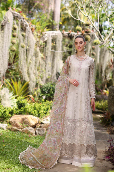 Noor by Saadia Asad | Luxury Chikankari Lawn24 | D3-B Beige Schifli -  Noor by Saadia Asad Luxury - Original Designer Dress - House of Maryam