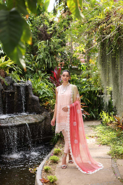 Noor by Saadia Asad | Luxury Chikankari Lawn24 | D7-B Peach Tkm -  Noor by Saadia Asad Luxury - Original Designer Dress - House of Maryam