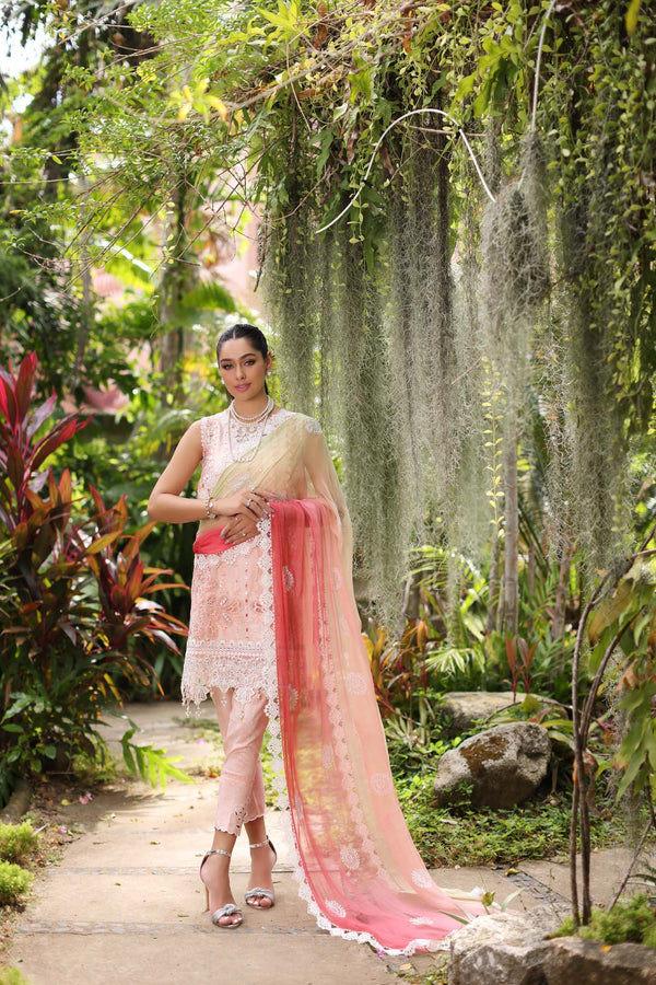 Noor by Saadia Asad | Luxury Chikankari Lawn24 | D7-B Peach Tkm -  Noor by Saadia Asad Luxury - Original Designer Dress - House of Maryam