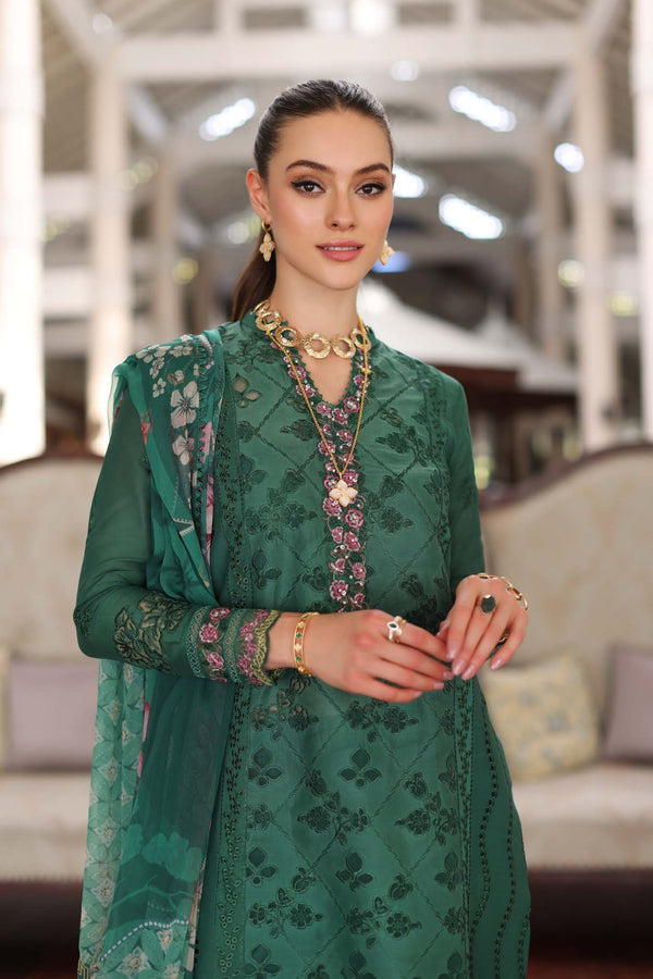 Noor by Saadia Asad | Luxury Chikankari Lawn24 | D4-A Green Laser by Designer Noor by Saadia Asad - House of Maryam - Pakistani Designer Ethnic Wear in {{ shop.shopifyCountryName }}