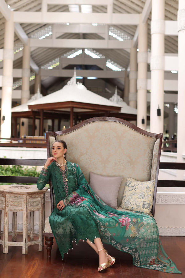 Noor by Saadia Asad | Luxury Chikankari Lawn24 | D4-A Green Laser -  Noor by Saadia Asad Luxury - Original Designer Dress - House of Maryam