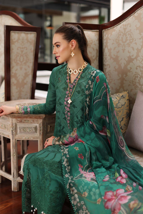 Noor by Saadia Asad | Luxury Chikankari Lawn24 | D4-A Green Laser by Designer Noor by Saadia Asad - House of Maryam - Pakistani Designer Ethnic Wear in {{ shop.shopifyCountryName }}