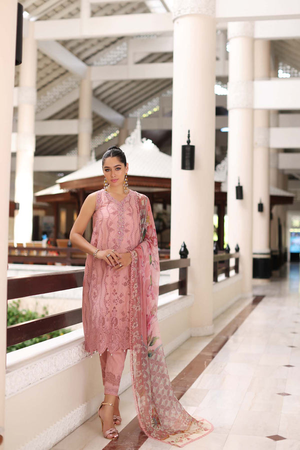 Noor by Saadia Asad | Luxury Chikankari Lawn24 | D4-B Pink Laser -  Noor by Saadia Asad Luxury - Original Designer Dress - House of Maryam