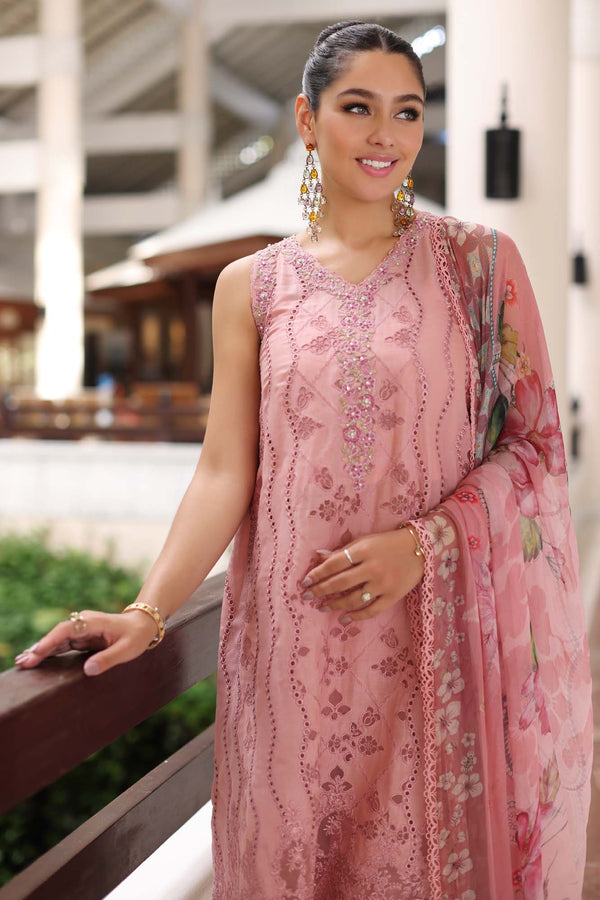 Noor by Saadia Asad | Luxury Chikankari Lawn24 | D4-B Pink Laser -  Noor by Saadia Asad Luxury - Original Designer Dress - House of Maryam