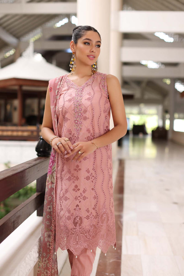 Noor by Saadia Asad | Luxury Chikankari Lawn24 | D4-B Pink Laser -  Noor by Saadia Asad Luxury - Original Designer Dress - House of Maryam