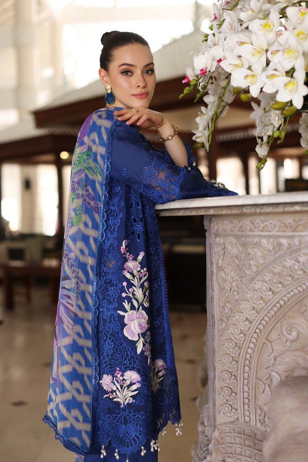 Noor by Saadia Asad | Luxury Chikankari Lawn24 | D10-B Blue Electric by Designer Noor by Saadia Asad - House of Maryam - Pakistani Designer Ethnic Wear in {{ shop.shopifyCountryName }}