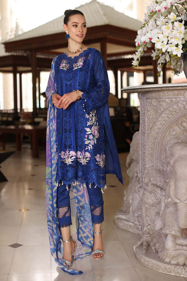 Noor by Saadia Asad | Luxury Chikankari Lawn24 | D10-B Blue Electric -  Noor by Saadia Asad Luxury - Original Designer Dress - House of Maryam