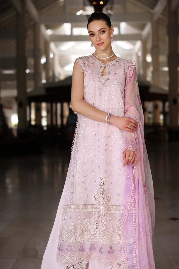 Noor by Saadia Asad | Luxury Chikankari Lawn24 | D11-A Pink Schifli -  Noor by Saadia Asad Luxury - Original Designer Dress - House of Maryam