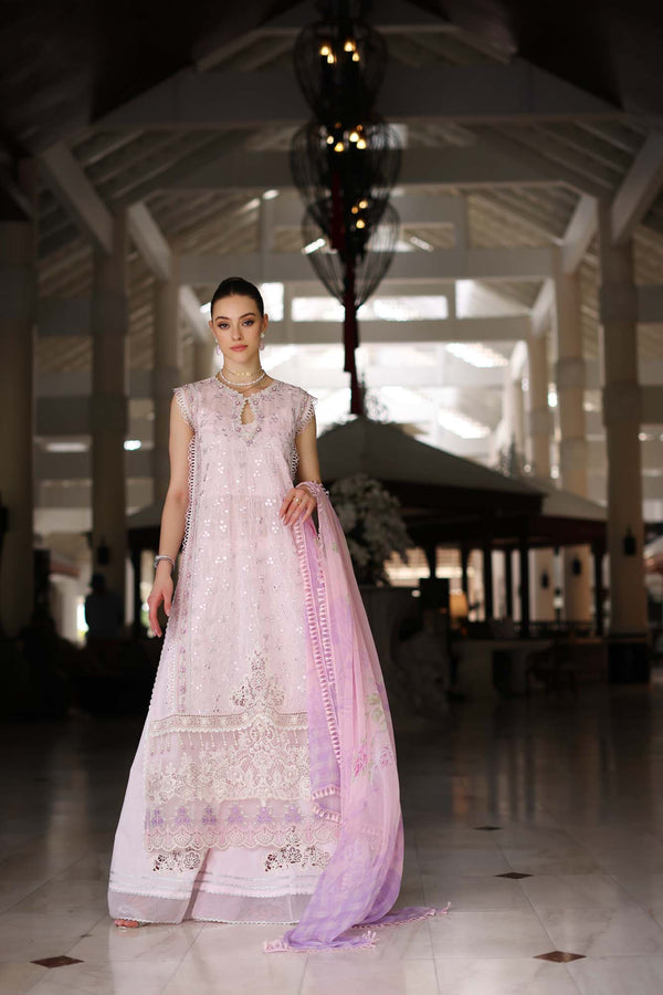 Noor by Saadia Asad | Luxury Chikankari Lawn24 | D11-A Pink Schifli -  Noor by Saadia Asad Luxury - Original Designer Dress - House of Maryam