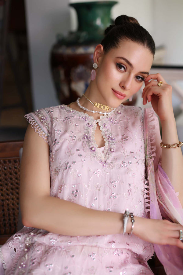 Noor by Saadia Asad | Luxury Chikankari Lawn24 | D11-A Pink Schifli -  Noor by Saadia Asad Luxury - Original Designer Dress - House of Maryam